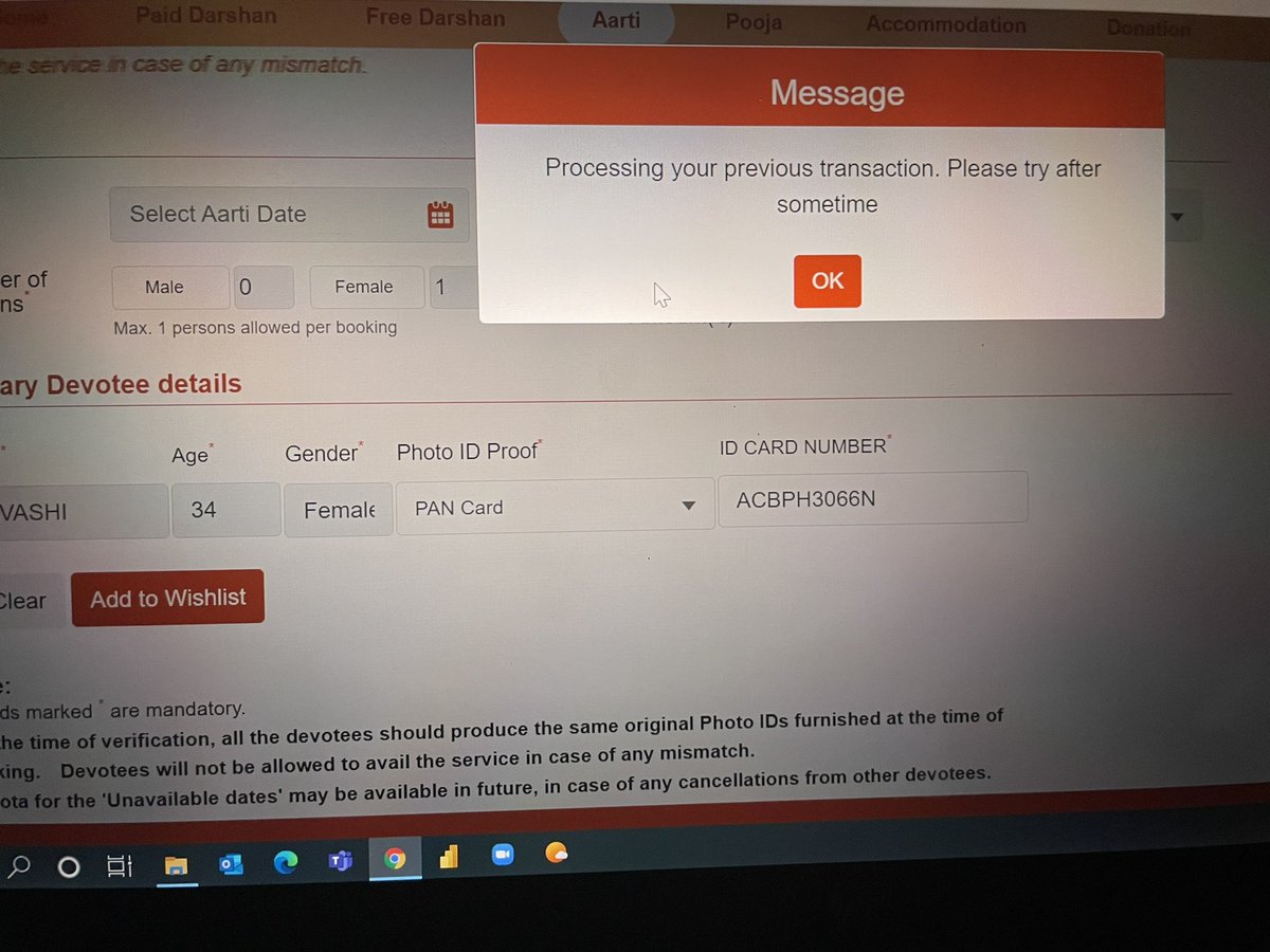 UHanda's tweet photo. @SSSTShirdi I’m struggling big time on the portal with my friend @cooldeeps12 . We both have booked our flights but portal is giving below error again and again and we are not able to book our Arti Tickets please help for 2nd April https://t.co/uIhb9pVTvW