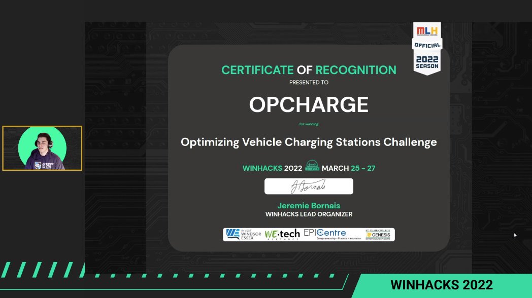 Congrats to the team at OPCHARGE for winning the 'Optimizing Vehicle Charging Stations Challenge in WindsorEssex'.  Our judging team was very impressed!  Thanks Jeremie and the entire <a href="/WinHacksCA/">WinHacks</a> Team &amp; <a href="/AislynLaurent/">Aislyn Laurent 🖥️🧪🌈</a> for this successful event! <a href="/_investwe/">Invest WindsorEssex</a> @Matt_InvestWE