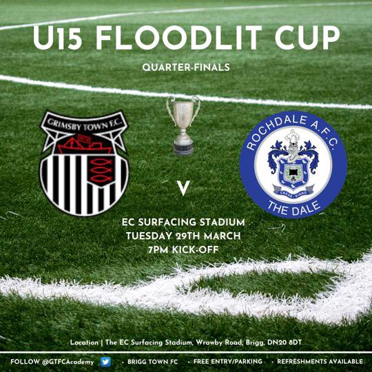 Calling all town fans…………….
Midweek football fix?? please get down and support the u15s in the floodlit cup quarter final game vs @RochdaleAcademy free entry refreshments available <a href="/GTFCAcademy/">GTFC Academy</a> <a href="/officialgtfc/">Grimsby Town F.C.</a> <a href="/Harry_Clifton_/">Harry Clifton</a>  <a href="/MarinersTrust/">MarinersTrust</a> #alltownarntwe #gtfc #utm