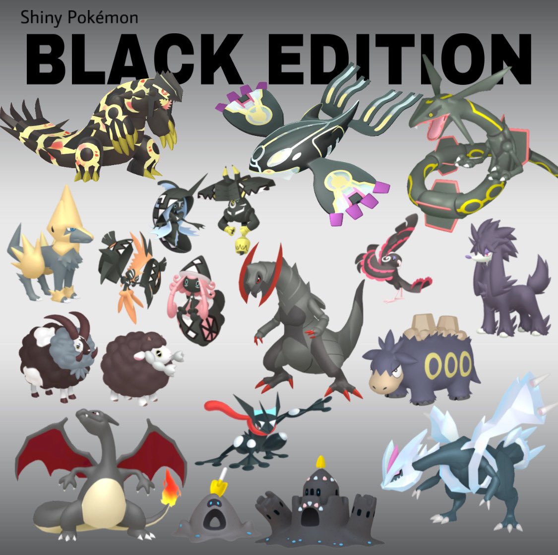 Todos os pokemon shiny preto! #pokemon #pokemonshiny #pokemoncommunity