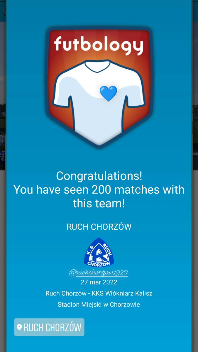 W deszczu, śniegu, wichurze, mrozie czy upale.. Nie żałuję ani minuty 💙oby następny jubileusz już na nowym stadionie #nowystadiondlachorzowa !!