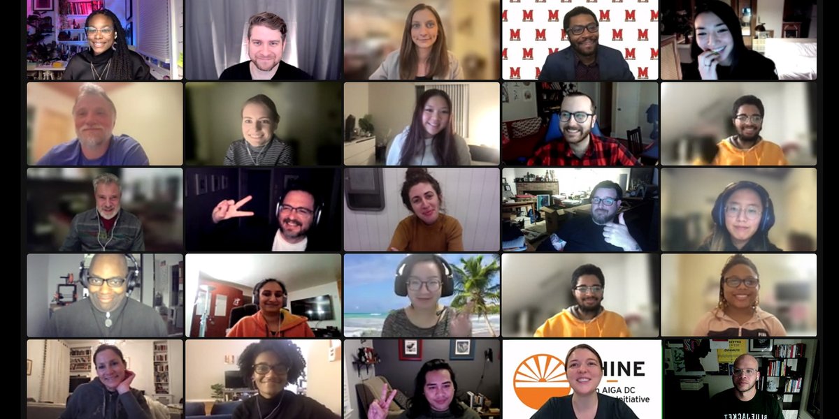 We're half-way there with our all-star group of designers! Our virtual midpoint event featured project sneak-peeks and small group discussions. #AIGADCShine