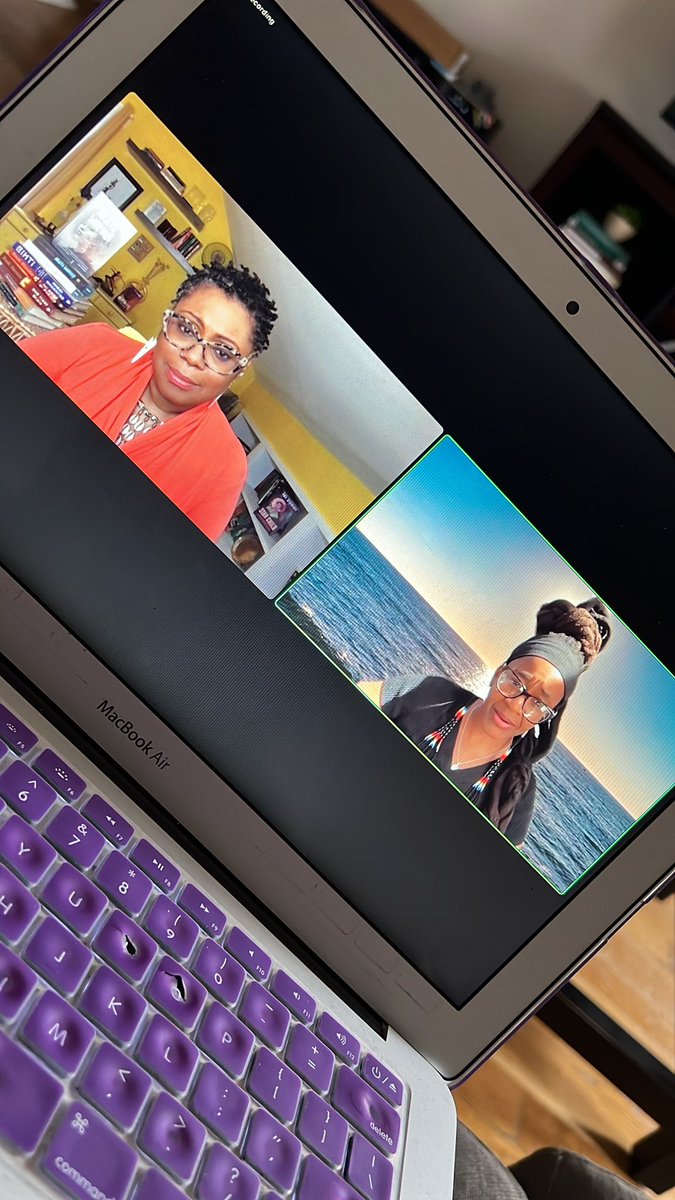 Totally fangirling rn. This picture is what I think of when folx say ✨Black Girl Magic✨ @ibizoboi and @Nnedi talking about Black women in publishing and Africanfuturism is 🤯 #inspired @kwelijournal #Kweli22VIRTUAL