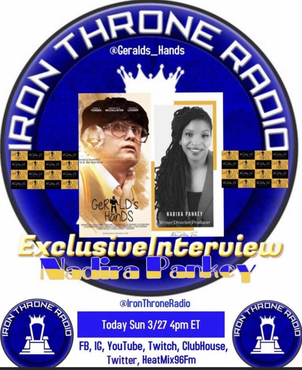 HandsGerald's tweet photo. Gerald’s Hands own Nadira Pankey  going live today on Iron Throne Radio! 4pm EST https://t.co/UJZeacU2y2