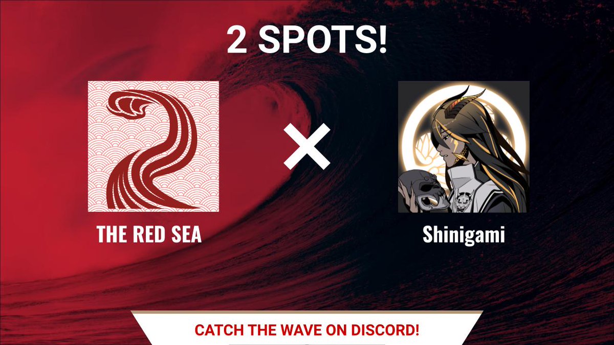 TheRedSeaTRS's tweet photo. Shinigami  X  TheRedSea

We're giving away 2 Shinigami WL spots!

To enter:
1. Follow @TheRedSeaTRS &amp; @Shinigamizen on twitter!
2. Like + Retweet
3. Tag 3 NFT friends (More Tag + Entry)

24 hour giveaway!

#NFTGiveaway #NFTs #NFT https://t.co/BSV9Ksl32F