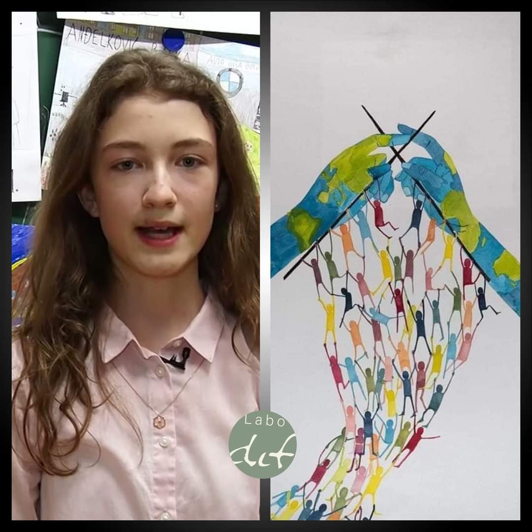 SyriaSusina's tweet photo. AnjaRozen,13 anni,slovena,è la vincitrice del concorso internazionale "Un Poster per la Pace".
È stata scelta tra 600.000 tra bambini e bambine di tutto il mondo.
"Il mio poster rappresenta la terra che ci collega e ci unisce".
#labodif
#poster
#picoftheday https://t.co/G5nUmr3S5r