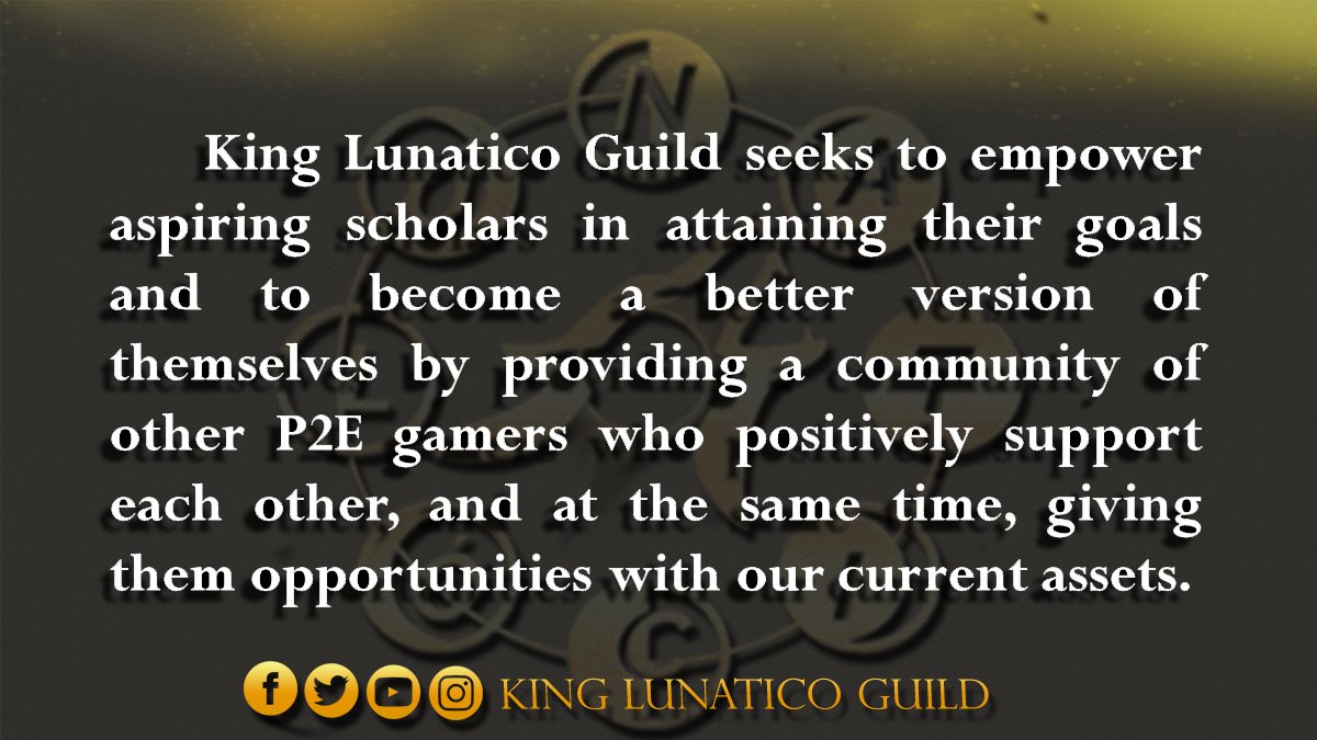 LunaticoGuild's tweet photo. Heads up twitter fam!
Are you an aspiring scholar who grinds really hard? Are you eager to go above and beyond to achieve your goals? You're in luck, because King Lunatico Guild is created to lunaticize the day!
#PegaxyScholarship 
#CyBallScholarship #axieinfinityscholarships https://t.co/t2IazZg73g