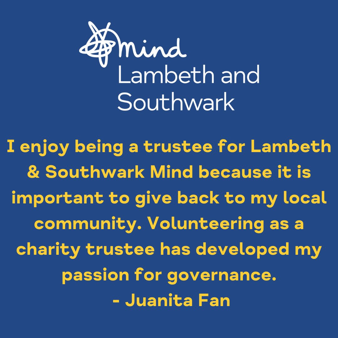 It's not too late to sign up to become a Trustee for Lambeth and Southwark Mind. Apply here - lambethandsouthwarkmind.org.uk/get-involved/w…