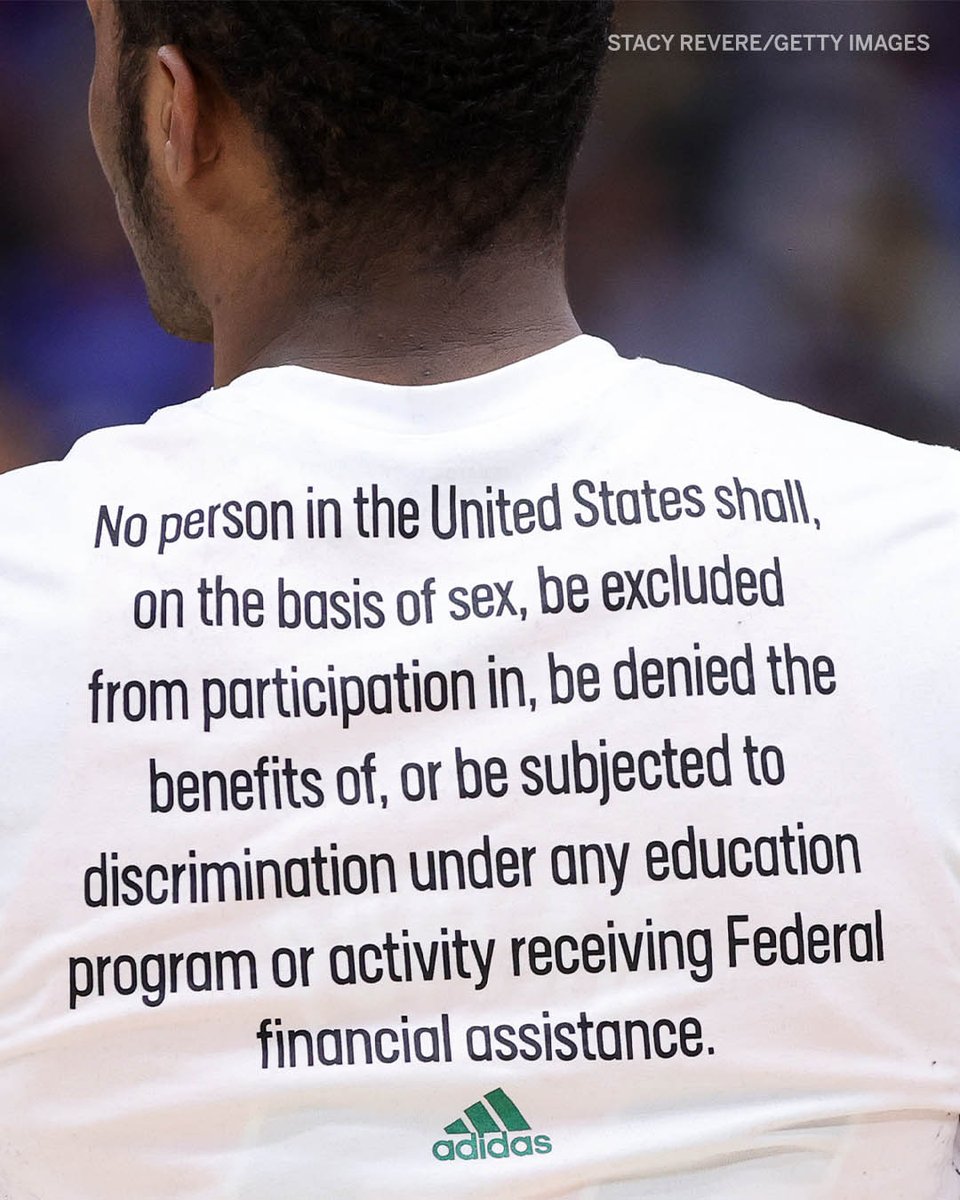espn's tweet photo. .@CanesHoops wore these Title IX warm-up shirts today ⬇️ https://t.co/mt9Ta4HCd4