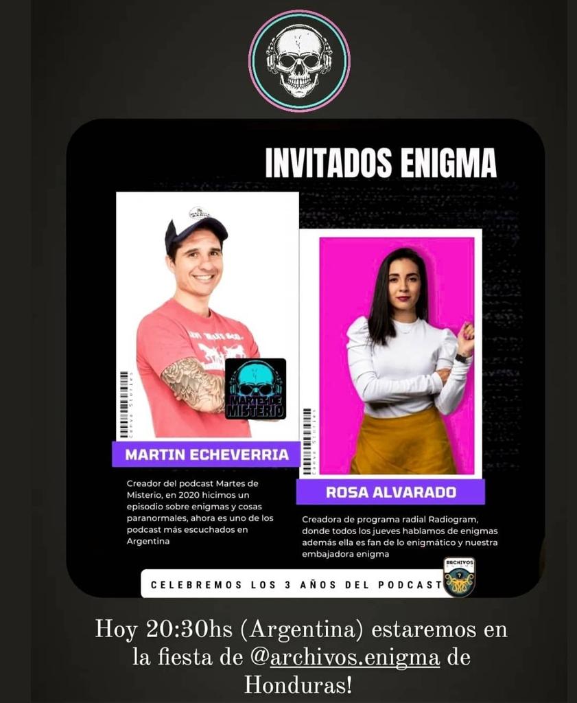 MartesMisterio's tweet photo. Fuimos invitados a la fiesta @ArchivosEnigma 😈 Este domingo 20:30 de Argentina para Honduras! 👊🏼 Gracias amigos! 

Podrán vernos a través de este enlace 👉🏼 https://t.co/lAfQ0ipjf3 

Los esperamos! https://t.co/Nz0iRwDP8J