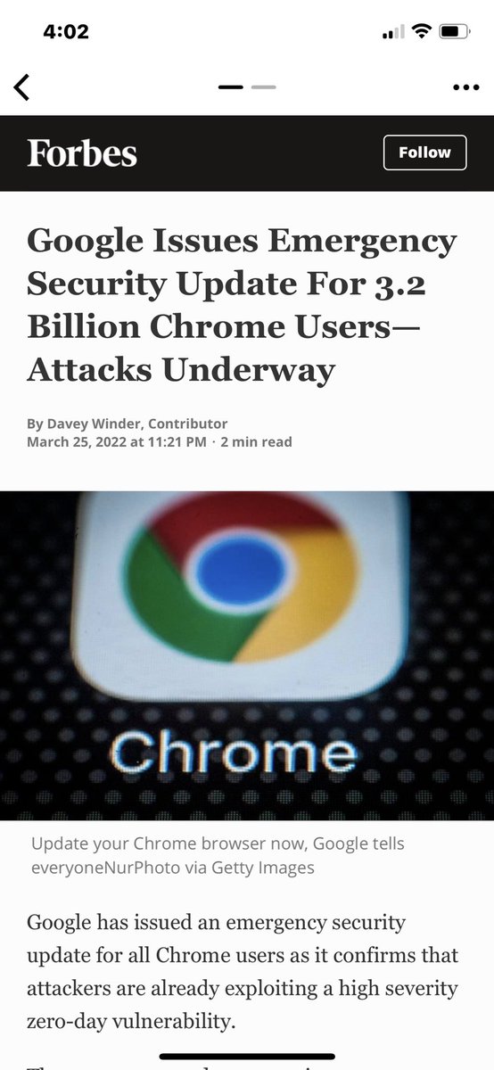 BigLCrypto's tweet photo. Take action and update your Chrome! https://t.co/KqoTLQiQDe