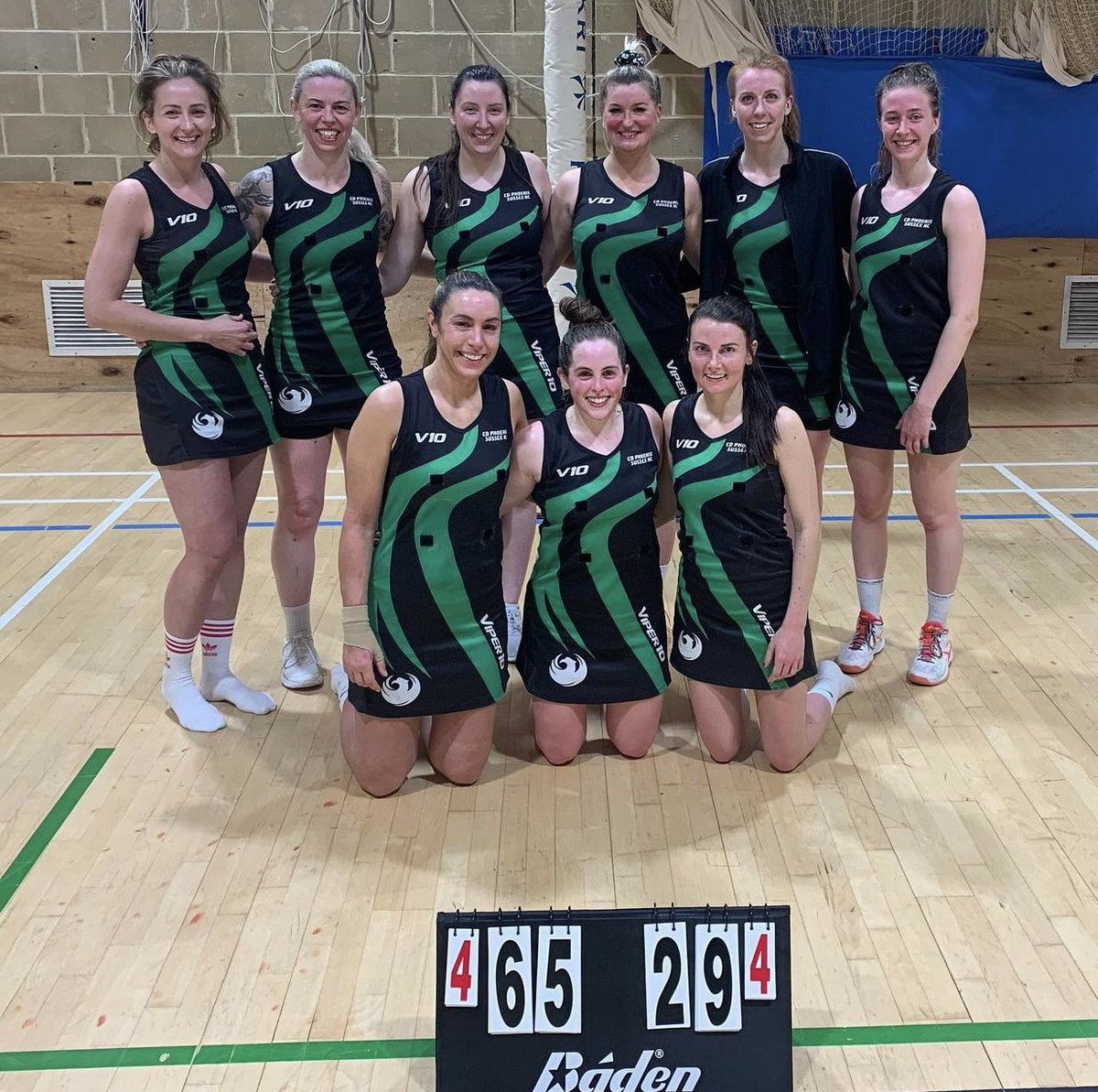 CDPhoenixSusse's tweet photo. Finally the Senior Squad second team took on @ClanNetball in another game that would contribute massively to who seals promotion this season… a HUGE win that should massively boost the team with one game left to play! WE’VE GOT THIS! 💚🖤 https://t.co/NbumRy76C3