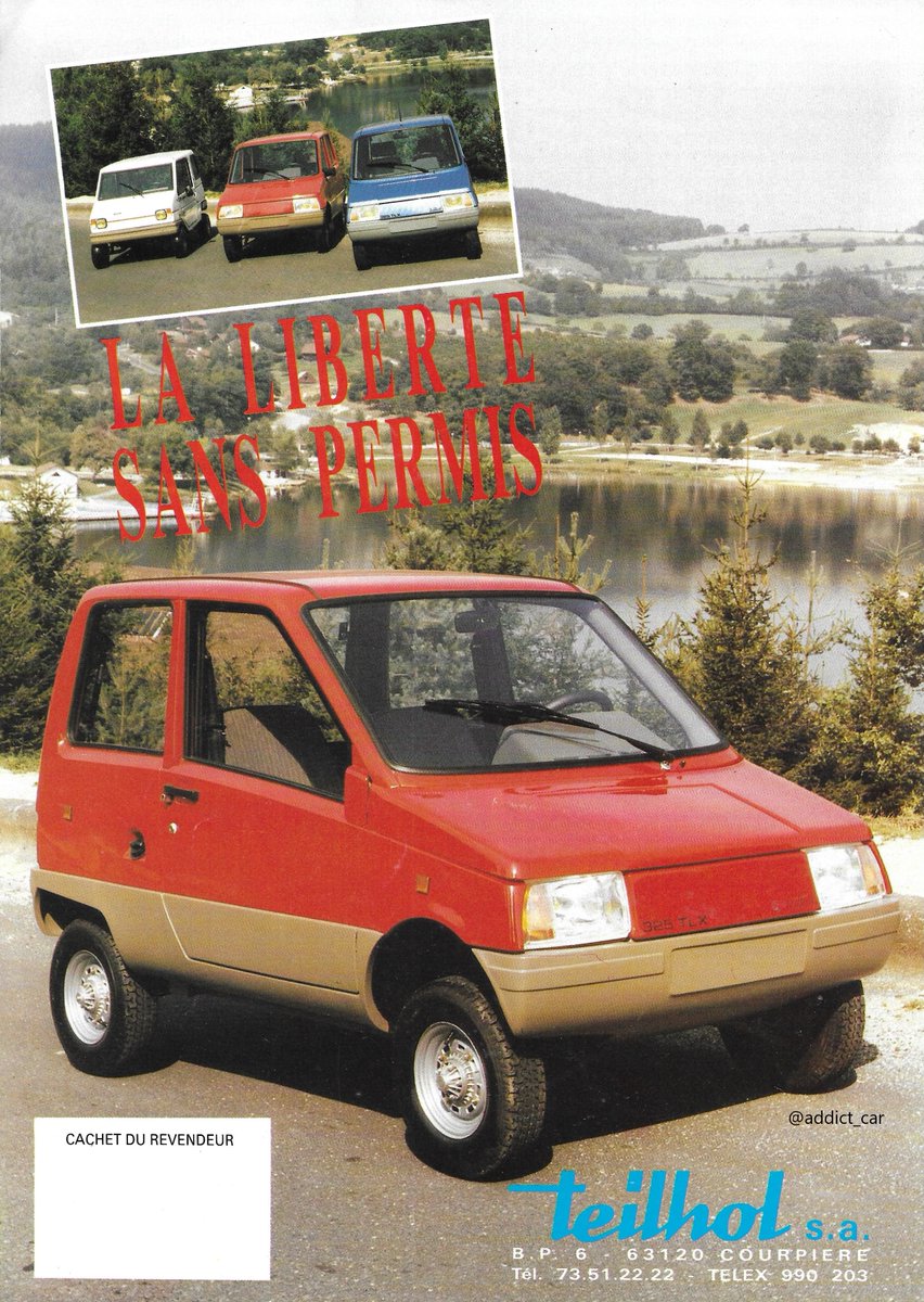 addict_car's tweet photo. #MicrocarMonday The design of French microcars became much more mainstream as the 1980s progressed, with increased use of components from 'proper' cars giving the vehicles a more professional look. Teilhol's new TLX range was typical of the new breed. #carbrochure #Teilhol https://t.co/3z2iUPh1hi