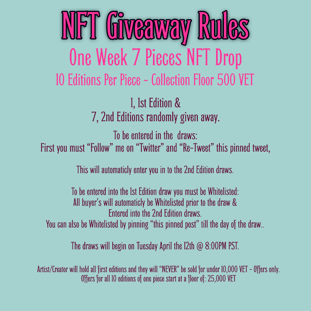 wildbillart's tweet photo. It's a go... Follow and Re-tweet & Best of luck to everyone.
Collection: https://t.co/RsYXi5QiSE
@wildbillart #wildbillart #NFTGiveaways #NFTGiveaway #NFTdrop https://t.co/yztuIK2xaw