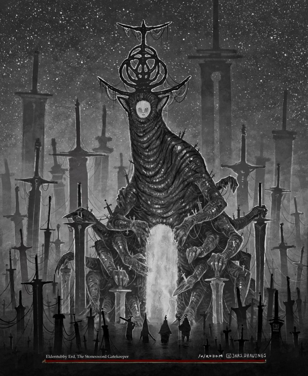 jars_drawings's tweet photo. Eldentubby Erd, The Stonesword Gatekeeper
The #eldertubby x #eldenring crossover you didn't know you needed. Wrote some lore below too hehe https://t.co/OmwcBXxxh5
