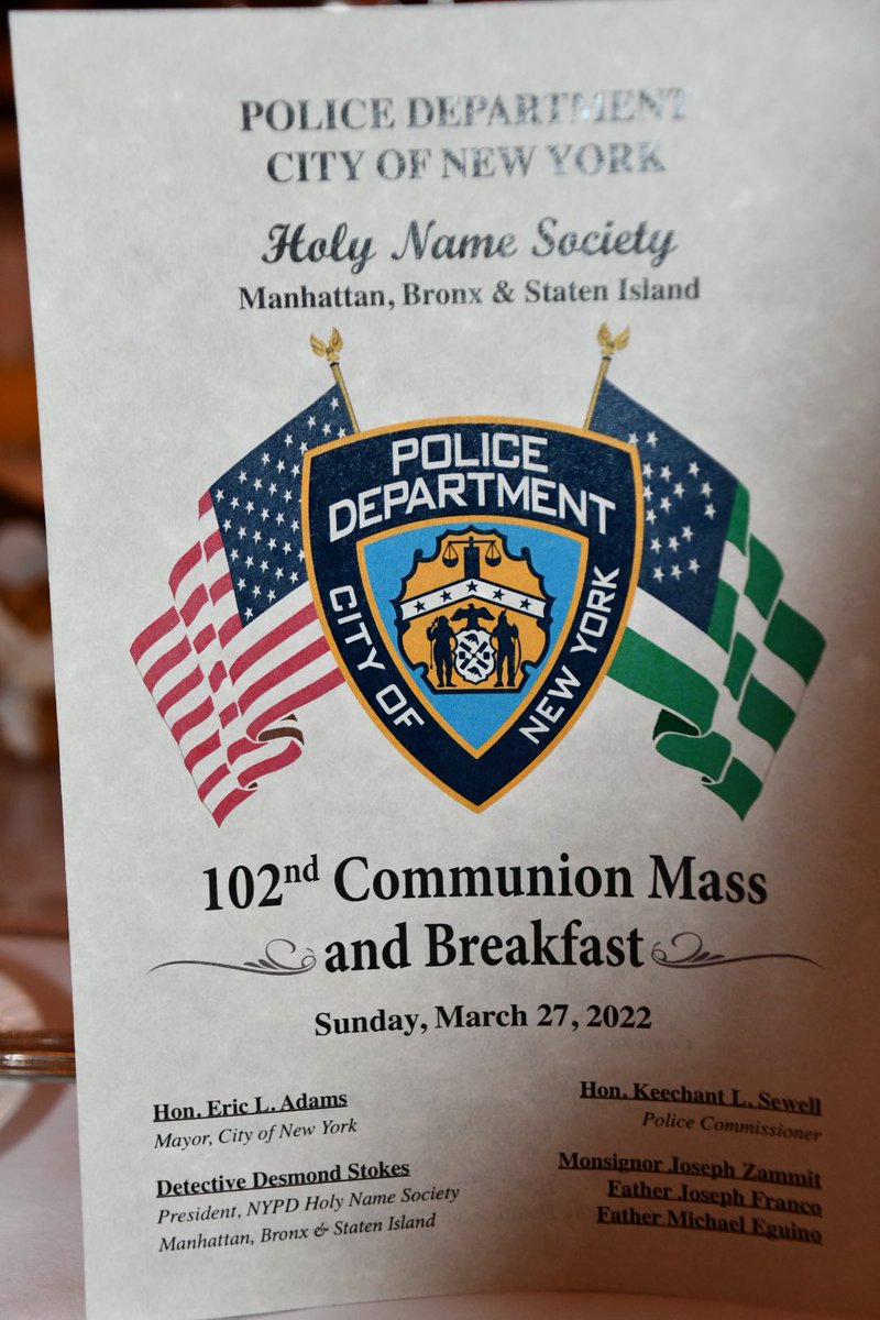 TheFinestFCU's tweet photo. It was an honor and privilege to attend today’s NYPD Holy Name Society - Manhattan, Bronx and Staten Island 102nd Communion Mass and Breakfast.   Congratulations to all awardees including Person of the Year Assistant Chief Philip Rivera and Presidential Award PO Joseph Strong. https://t.co/gZmcpuBBfL