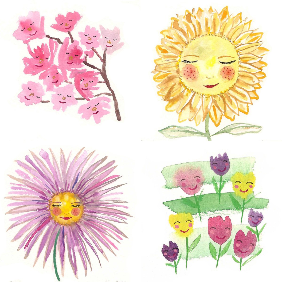 Coramantic's tweet photo. Some flowers for spring. Gouache on paper #art #spring https://t.co/Vx3q4q7ock