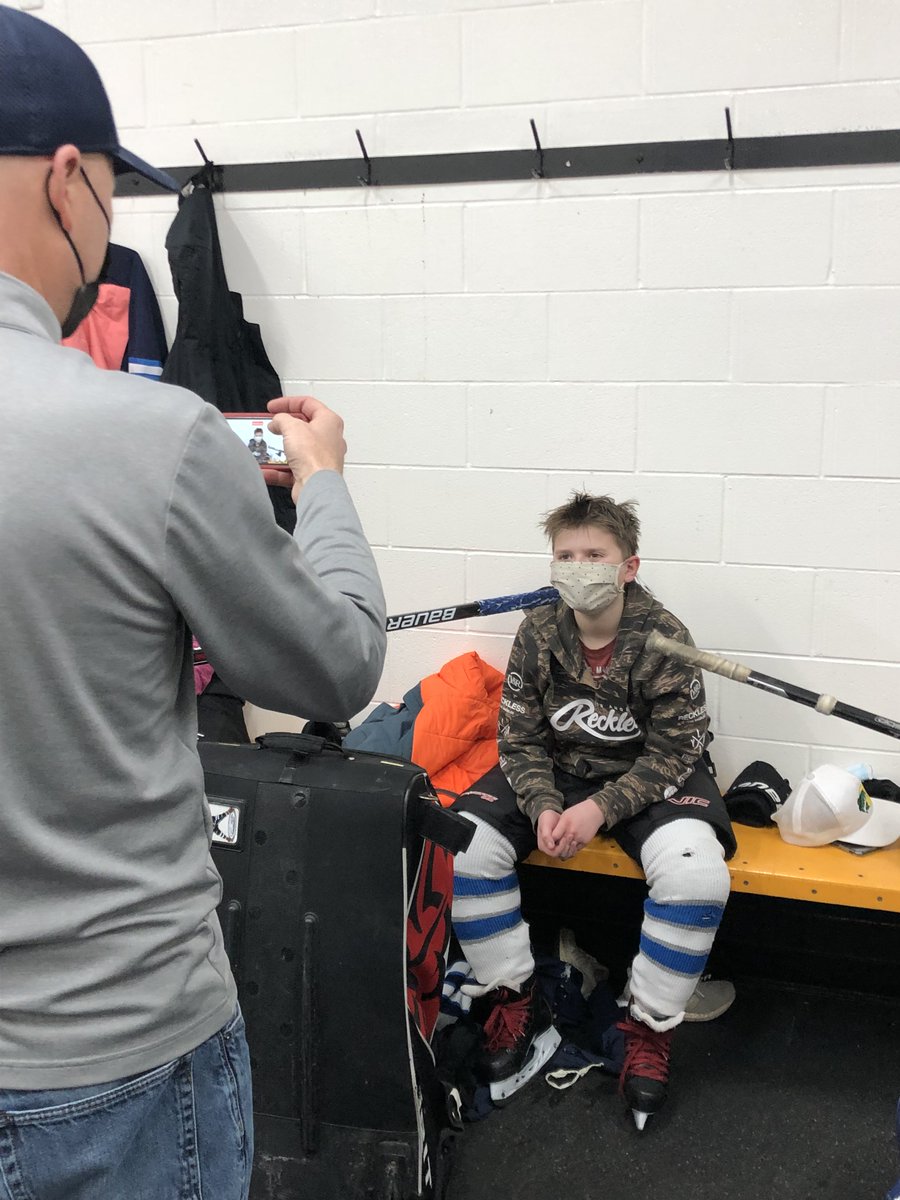 And we have Dman Erik post game telling us all that he's going to #TakeaFriendtotheRink. He's comfortable talking to the entire team, a great skill to have in a group setting.
