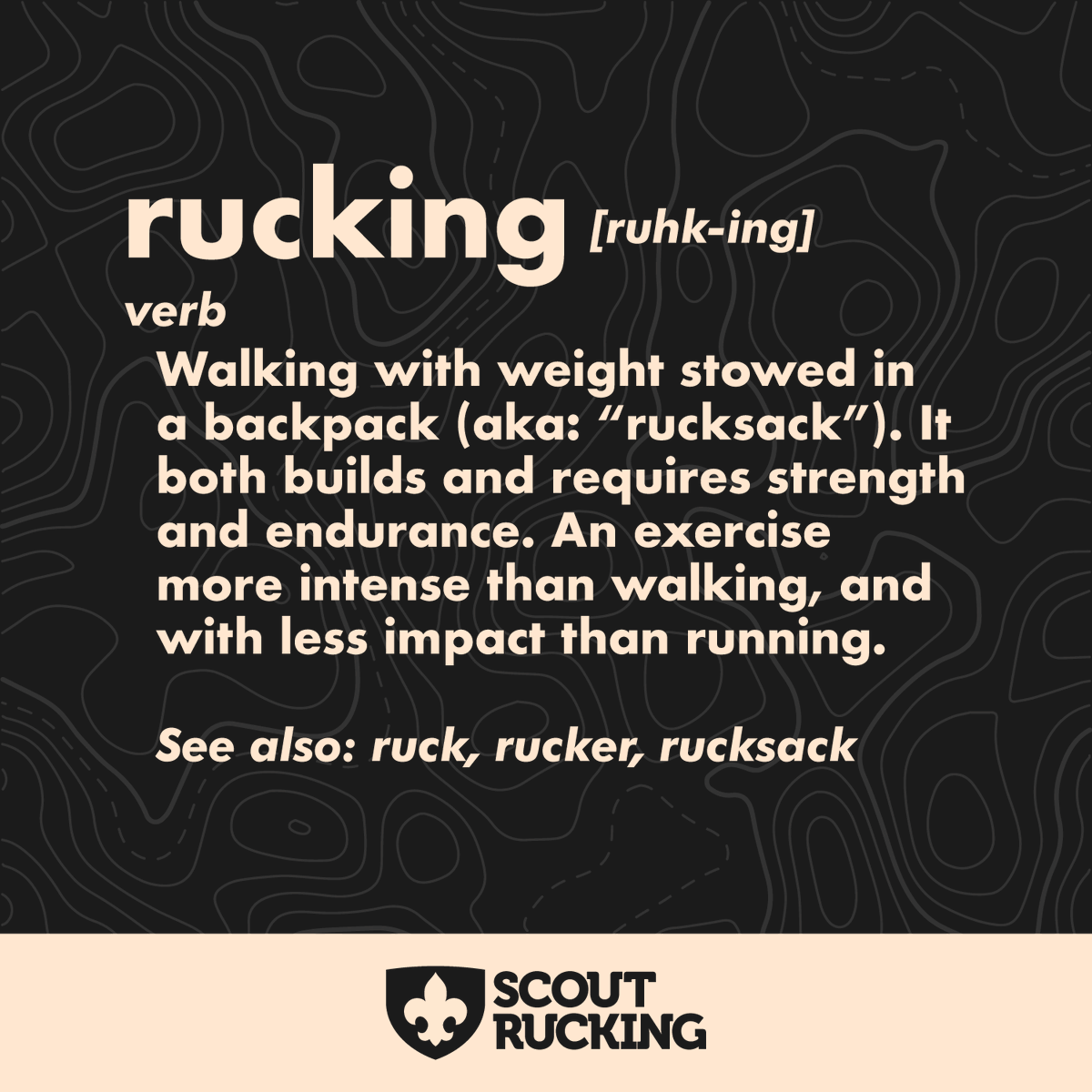 ScoutRucking's tweet photo. What is “rucking?” Put simply, #rucking is walking with weight stowed in a backpack (aka: “rucksack”). It both builds and requires strength and endurance. Think of it as an exercise more intense than walking, and with less impact than running.

https://t.co/LwvRLiHIa1 https://t.co/iPrhoTTPSB
