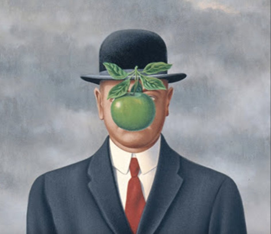 Oh that apple! It reminded me of something. <a href="/artistmagritte/">René Magritte</a> #Web3