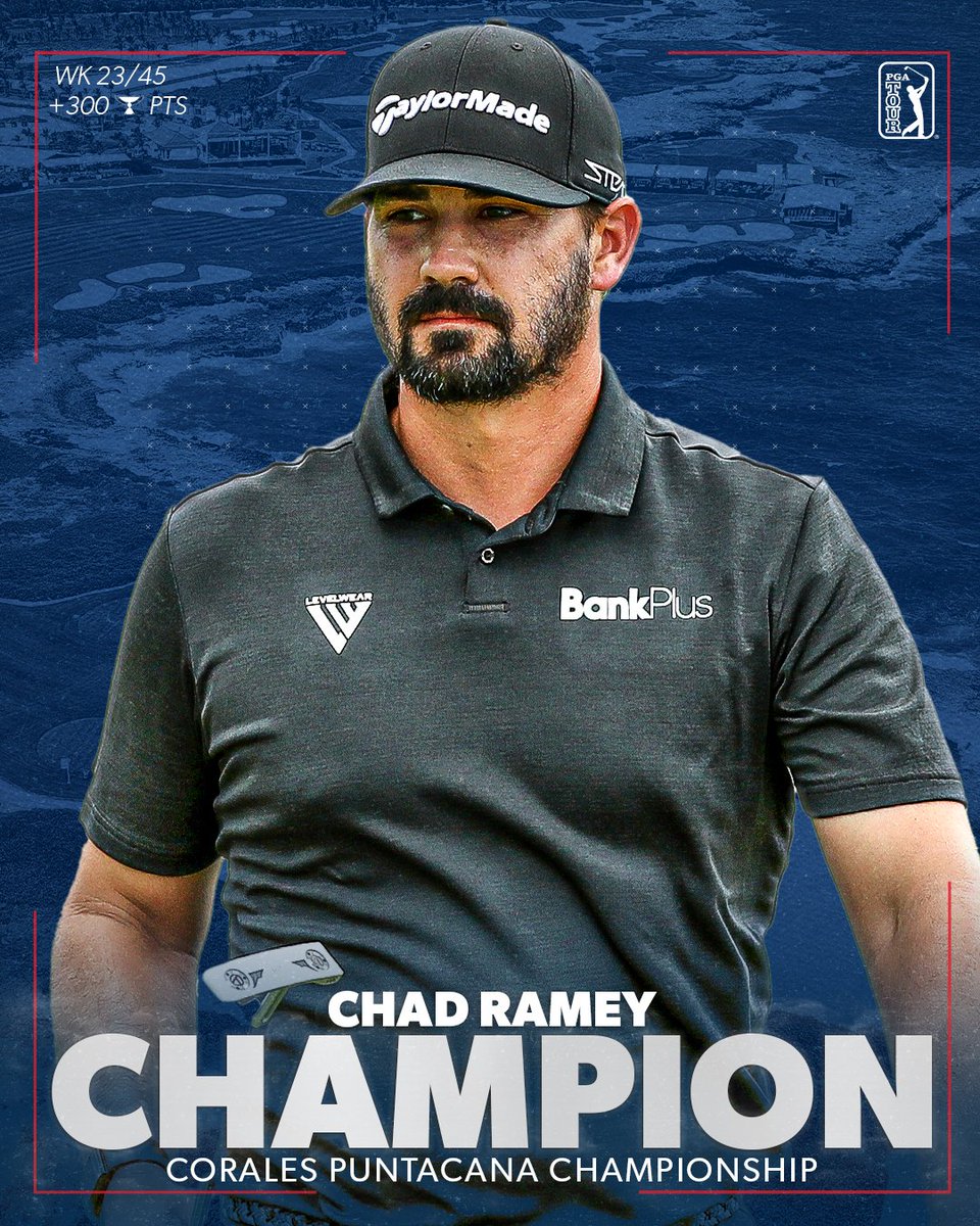 Rookie <a href="/ChadRamey2/">Chad Ramey</a> has won <a href="/CoralesChamp/">coraleschamp</a>! 🏆 

The 29-year-old is victorious in just his 16th career TOUR start.