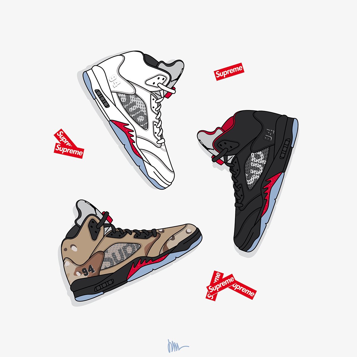 ACAB_ITALIA's tweet photo. ♨️NIKE AIR JORDAN 5 X SUPREME
🕹La collaborazione tra Nike e Supreme nasce nel 2015 con le Air Jordan 5 uscita nelle colorazioni mimetico, nero e bianco. La scarpa presenta lateralmente il logo Supreme, un ricamo 94 e il simbolo Jumpman
📱eBay: https://t.co/WUvO3kc4zo https://t.co/uSrQXa7d43