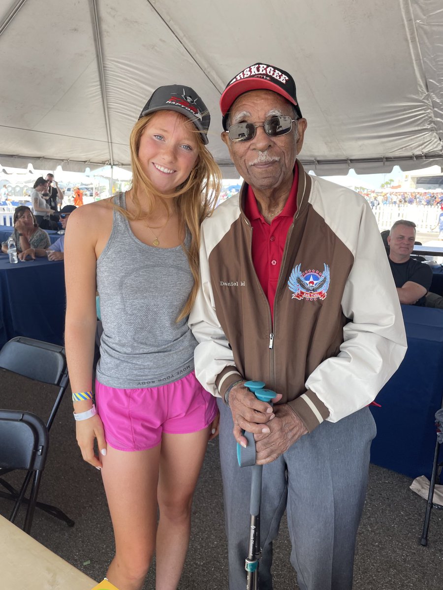My daughter had a chance to meet one of the remaining Tuskegee Airman, Mr. Daniel Keel.   
“We could not eat in the officer's mess. We could not go in the officer's club. If we went to the theater, we couldn't sit in the officer's section.” Yet they served heroically. Thank you.