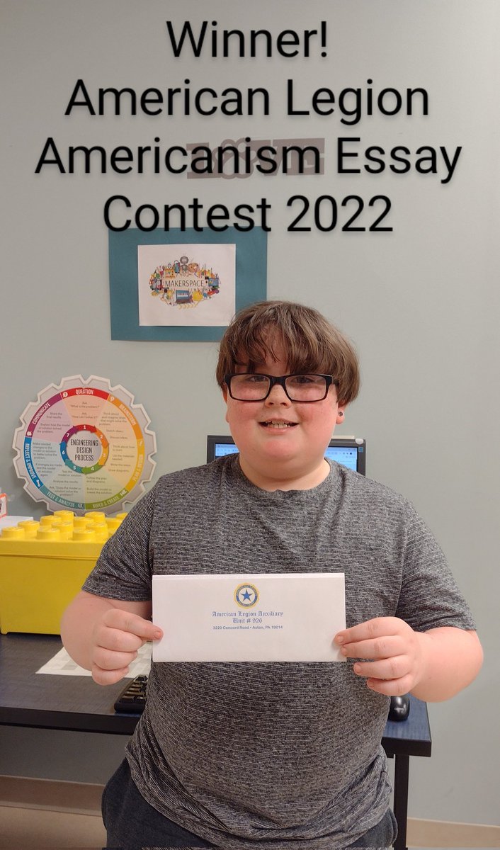 MsCameronTechEd's tweet photo. Winner!! @CoebournES #PennDelcoProud #Americanism #HowCanWeHelp #AmericanLegion #RealWorldWriting https://t.co/qjFft5GmFf