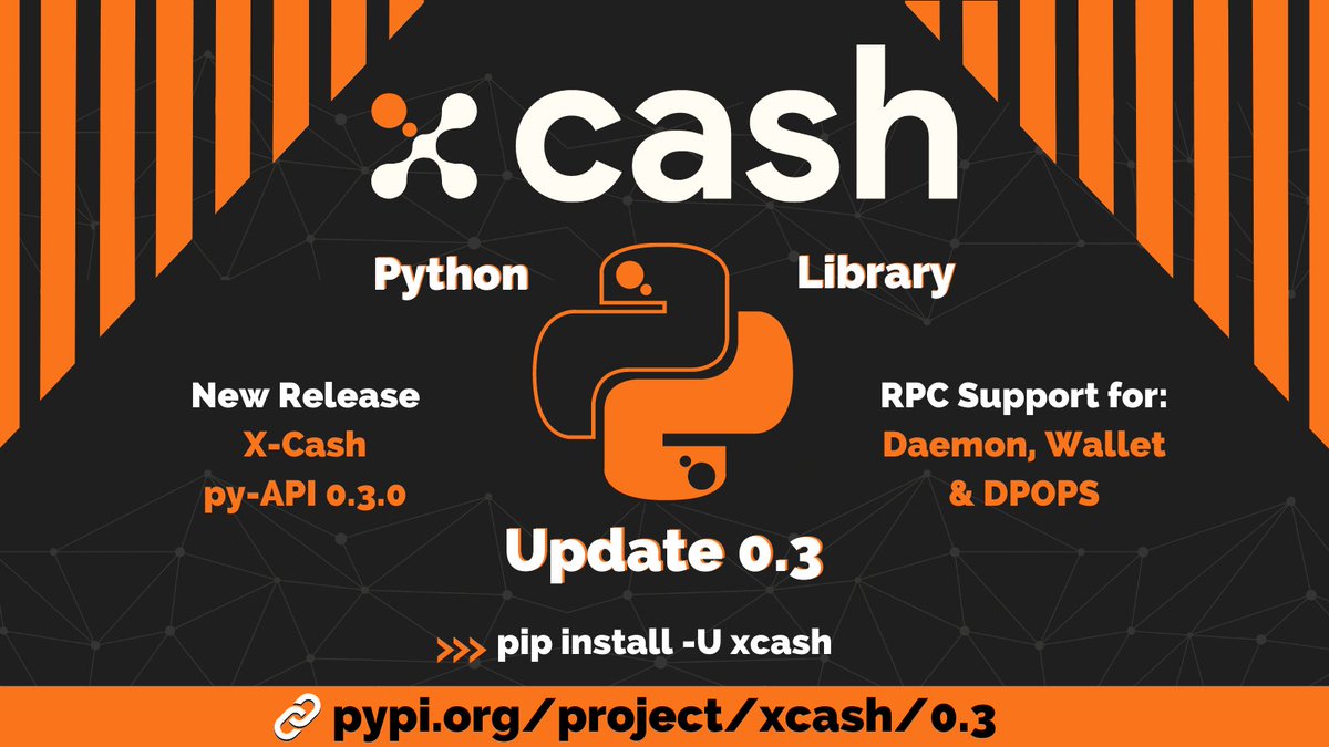 XCashCrypto's tweet image. New release! 🤯

#Python wrapper Library v0.3.0 🐍

Now you can develop feature-rich applications for X-Cash in your favorite scripting language.👨‍💻

Build the future with X-Cash🚀

pypi.org/project/xcash/…

#xcash $xcash #dpops #weareXCash #cryptocurrency #Developers #opensource