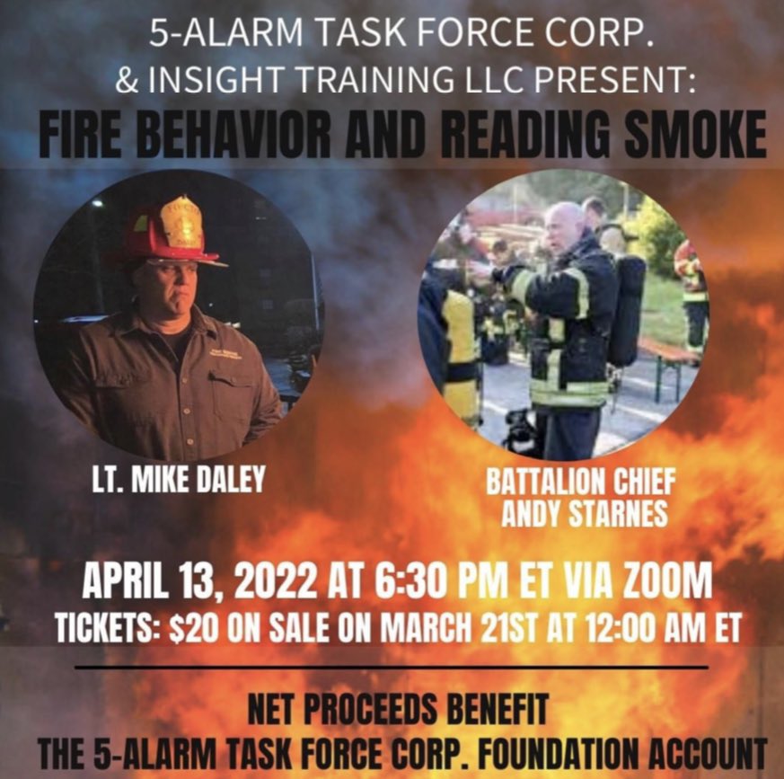 COME JOIN US FOR A GREAT LEARNING OPPORTUNITY THAT WILL GO DIRECTLY TO HELPING OUR BROTHERS AND SISTERS IN THE FIRE SERVICE!!
 TICKETS AVAILABLE HERE: bit.ly/Fire_and_Smoke