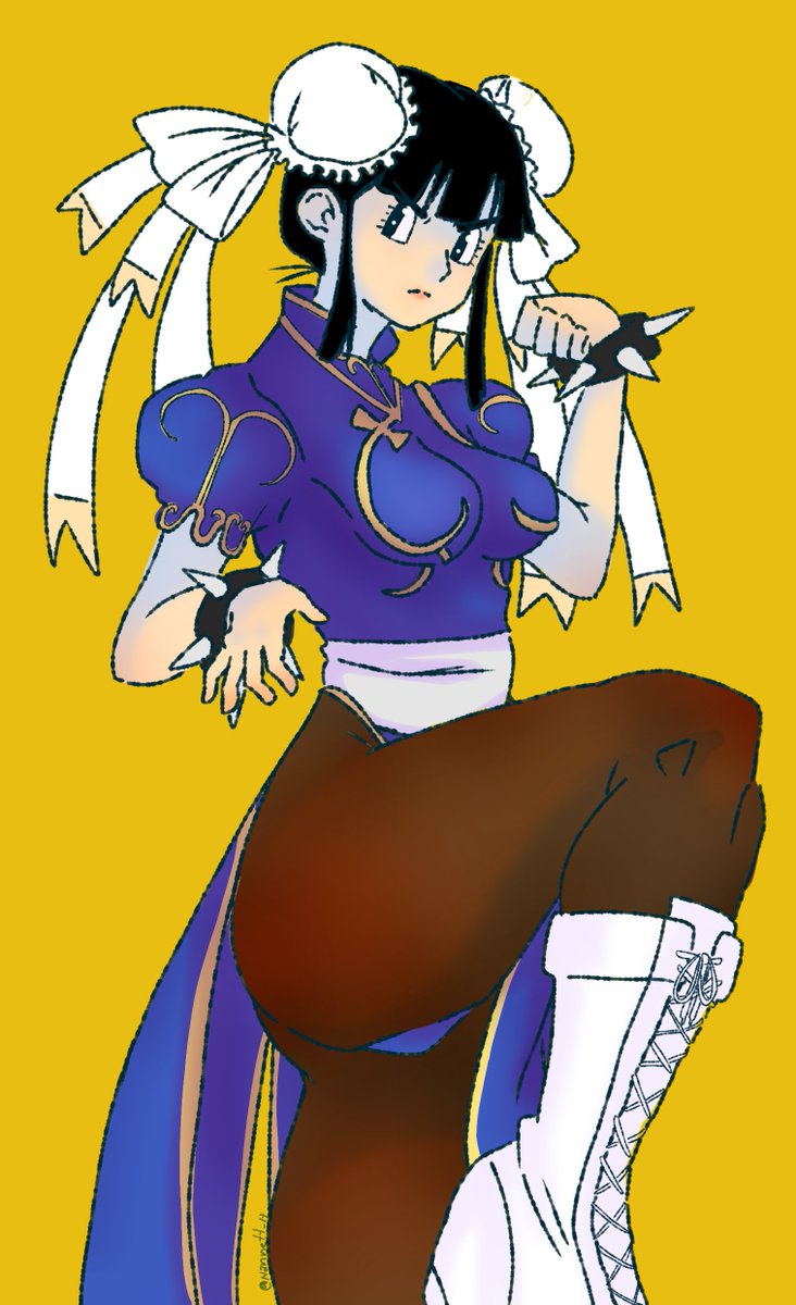 Anette73281613's tweet photo. CHUNG LEE??? Oh, not is not she is Milk of dragon ball do a cosplay of Milk 😏👌✨
#ibispaint #fanart #DragonBall #Milkdb #StreetFighter #ChunLi https://t.co/7VVjHe4pBe