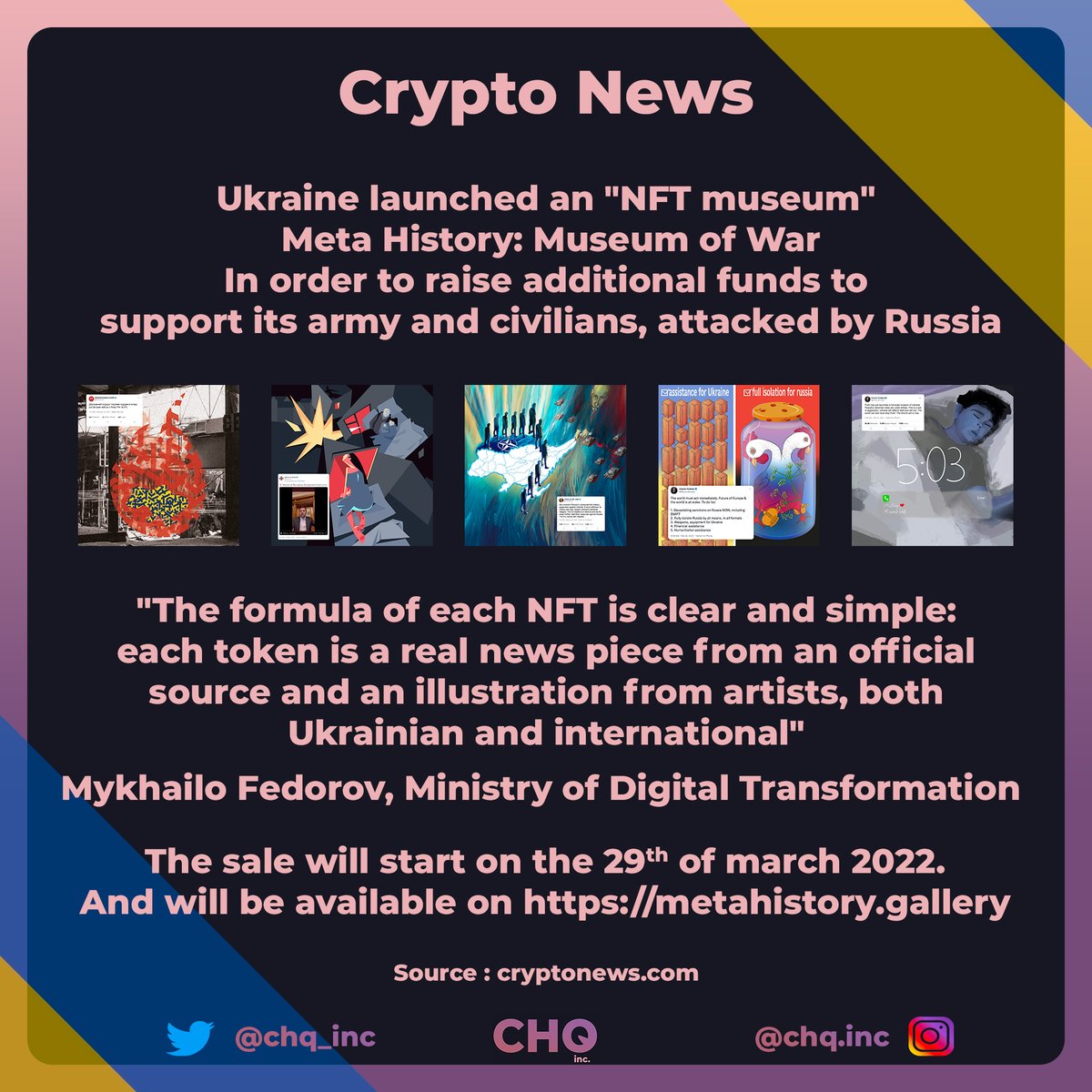 chq_inc's tweet photo. Crypto News 🗞
#cryptocurrencies #Cryptos #cryptocurrency  #Etherum #bitcoins #bitcoin #NFT #NFTCommunity #NFTGiveaway #NFTartist #UkraineUnderAttaсk #Ukrainian #UkraineRussiaWar #UkraineCrisis https://t.co/4N7oEgG2RC