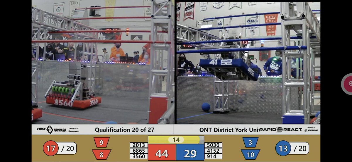 Really proud of <a href="/hhs4152/">Hoya Robotics 4152</a> 
Semifinalists, only team to complete the traversal at York and our safety captain won an award. 
<a href="/TLDSB/">TLDSB</a> 
youtu.be/OFMnXLEuh4s