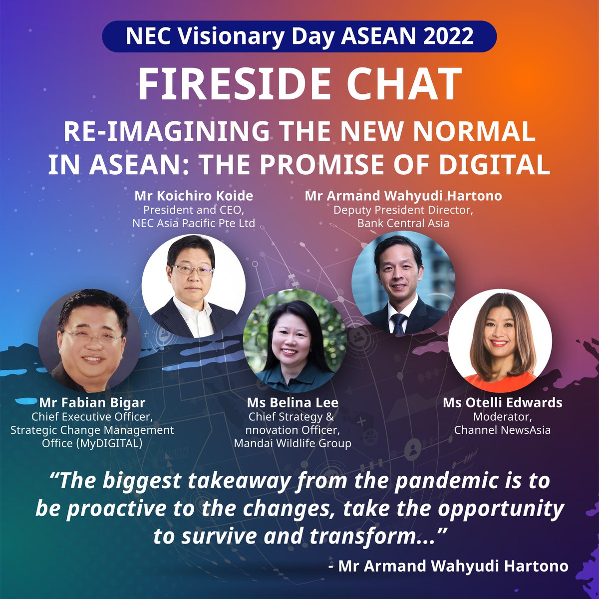 NEC_APAC's tweet photo. As the world eases into the new normal, ever wondered from the business perspective, how the new normal would be like? 

Register or login to access the Fireside Chat on demand to hear what they shared: https://t.co/j6Sf8uIlPh

#NEC #VDA2022 #newnormal https://t.co/rJ4pboBmFP