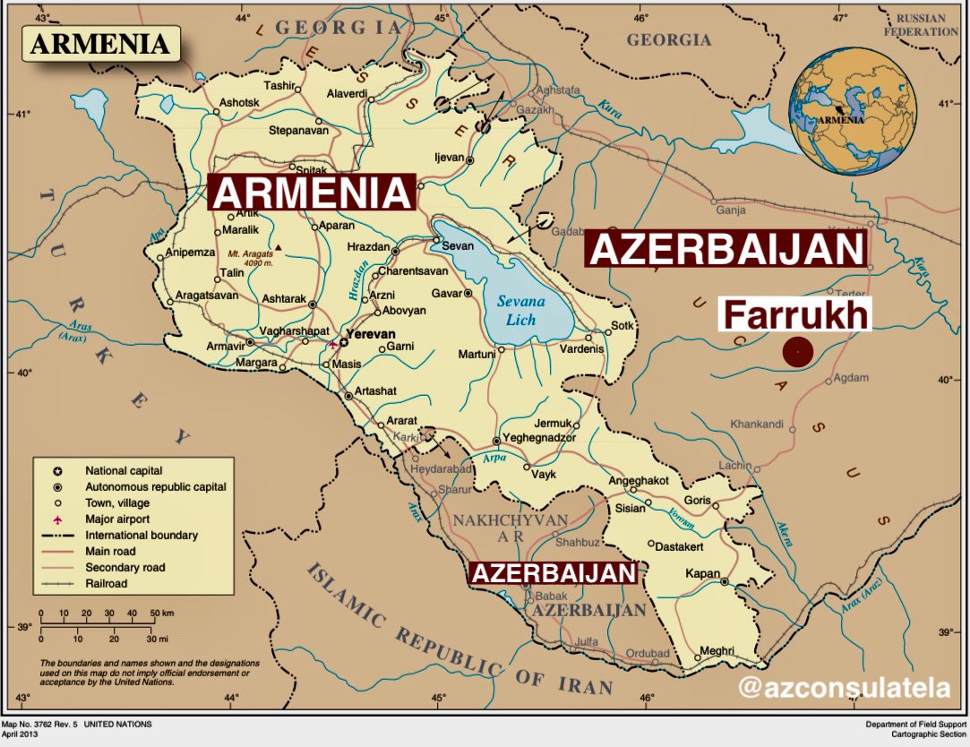 Nasimi Aghayev🇦🇿 on X: Here is the official map of #Armenia, submitted  by Yerevan to @UN, and the location of the village of Farrukh (site of the  latest tension). The question is