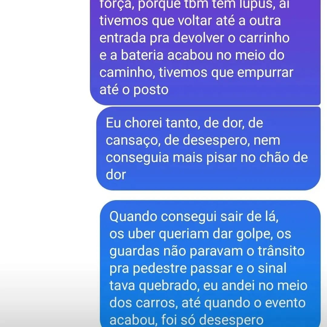 toranjada's tweet photo. Foi meu primeiro festival e tive que voltar pra casa chorando de raiva, tristeza e despero pelo que tive passar. Obrigada pelo descaso com pcd's #lollapaloozaBR #Lollapalooza2022 https://t.co/6kPo8qdbg9