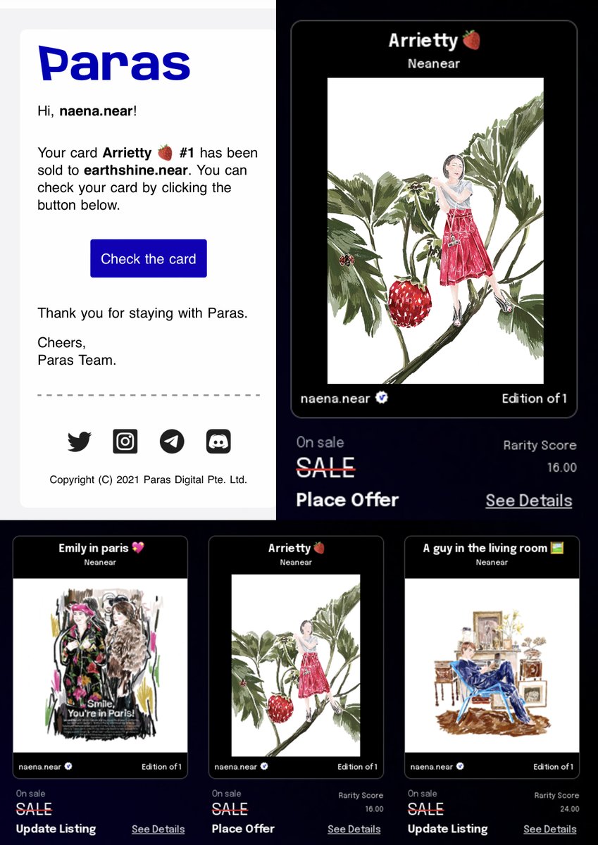 nataonpot's tweet photo. GM☀️ Big Surprise in the Morning ☺️💕
Arrietty🍓 #1

💛 1/1
💛 2.5 $NEAR

🙏Thank you for your support @ earthshine.near 
and Thank you for the Space @PixieSnakes😊

🔥Next Drop 1/1 Coming soon🔥
#NFTs #nearnft #paras #parasnft #HypeDAO #NEARverse #nftcollectors https://t.co/zsEDrZGNOv