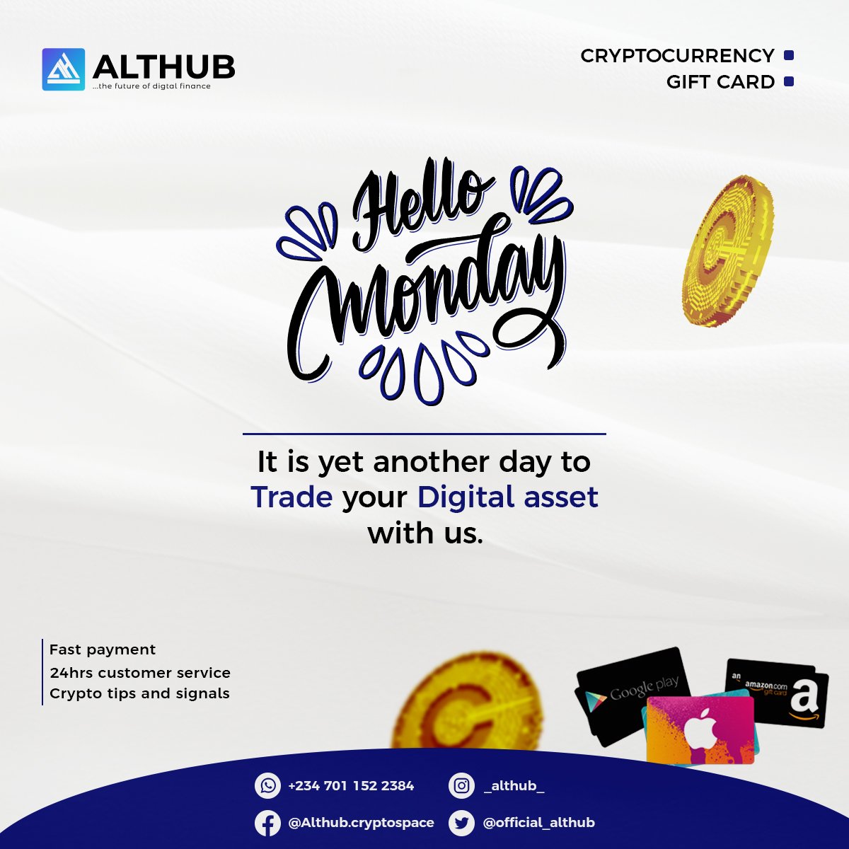 officialalthubs's tweet photo. Still your #1 Digital Merchant Trade with us today!!
#althub #Oscars #NigerianIdol #TwentyFiveTwentyOne #BitcoinButton #blockchain #cryptotrading https://t.co/dEWaeQueq0