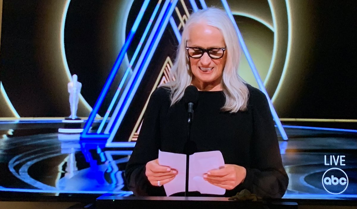 #JaneCampion not taking any chances tonight…

#scripted
#Oscars  

She is the 3rd woman to ever win #BestDirector