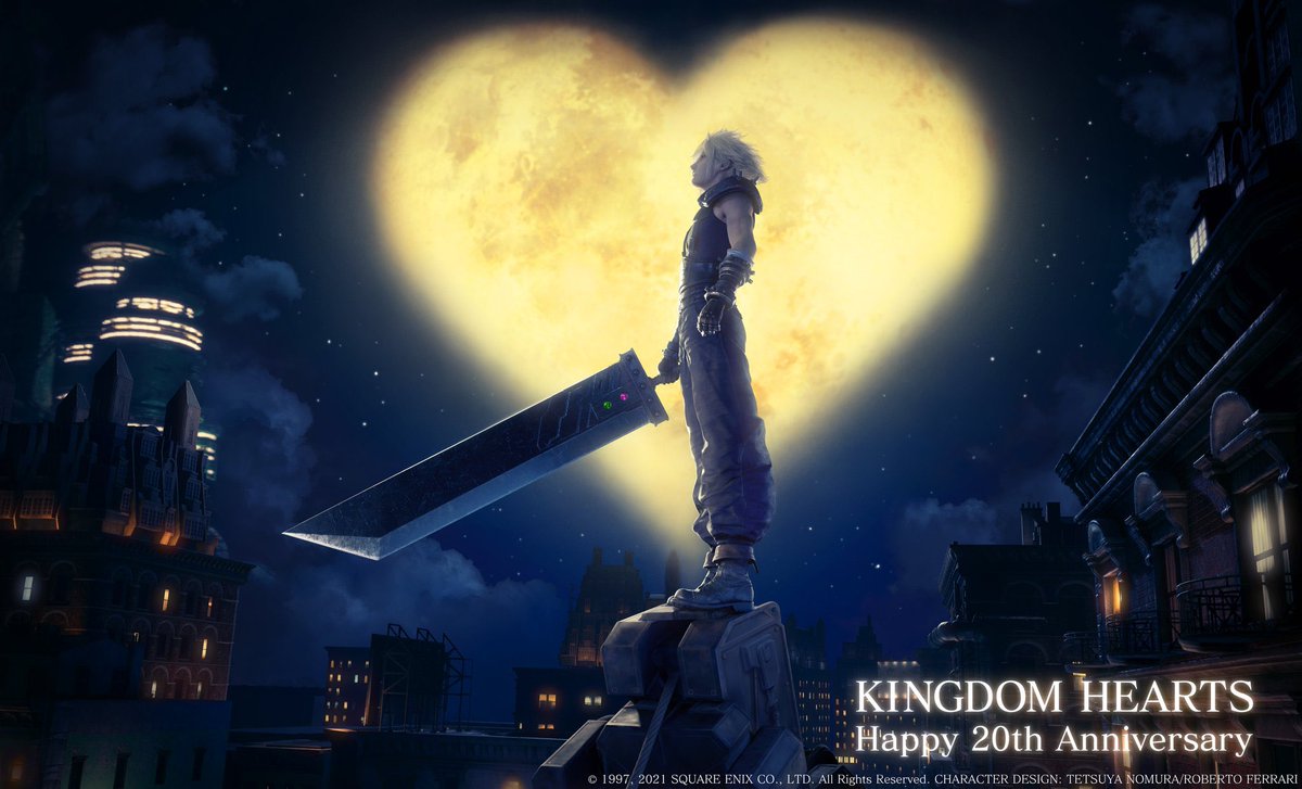 thegamersjoint's tweet photo. Just as Kingdom Hearts has celebrated FF7’s anniversaries, FF7 has done the same for Kingdom Hearts with the ICONIC KH1 box art replication 👏🏻👏🏻👏🏻 https://t.co/1wDr1Za6Cp