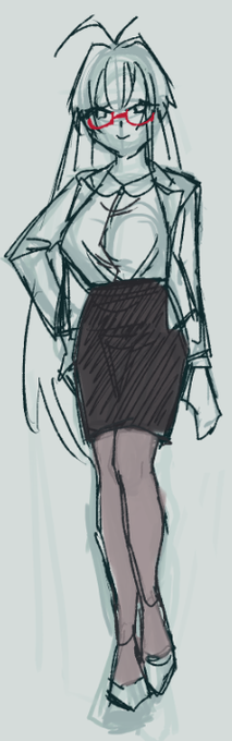 スーツマキちゃん。上をジャケットにするか悩む。あと眼鏡。行為中は作画できないなら最初からなしの方がいいかなって 