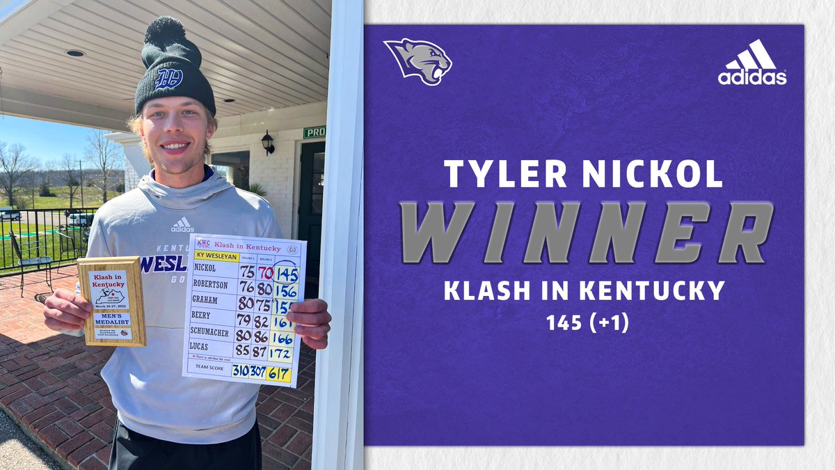 KWCPanthers's tweet photo. A big congrats to Tyler Nickol for becoming the first @KWCPantherGolf individual medalist since Christian Tooley in 2019! #OneTeamWesleyan https://t.co/SyUitLRQxl
