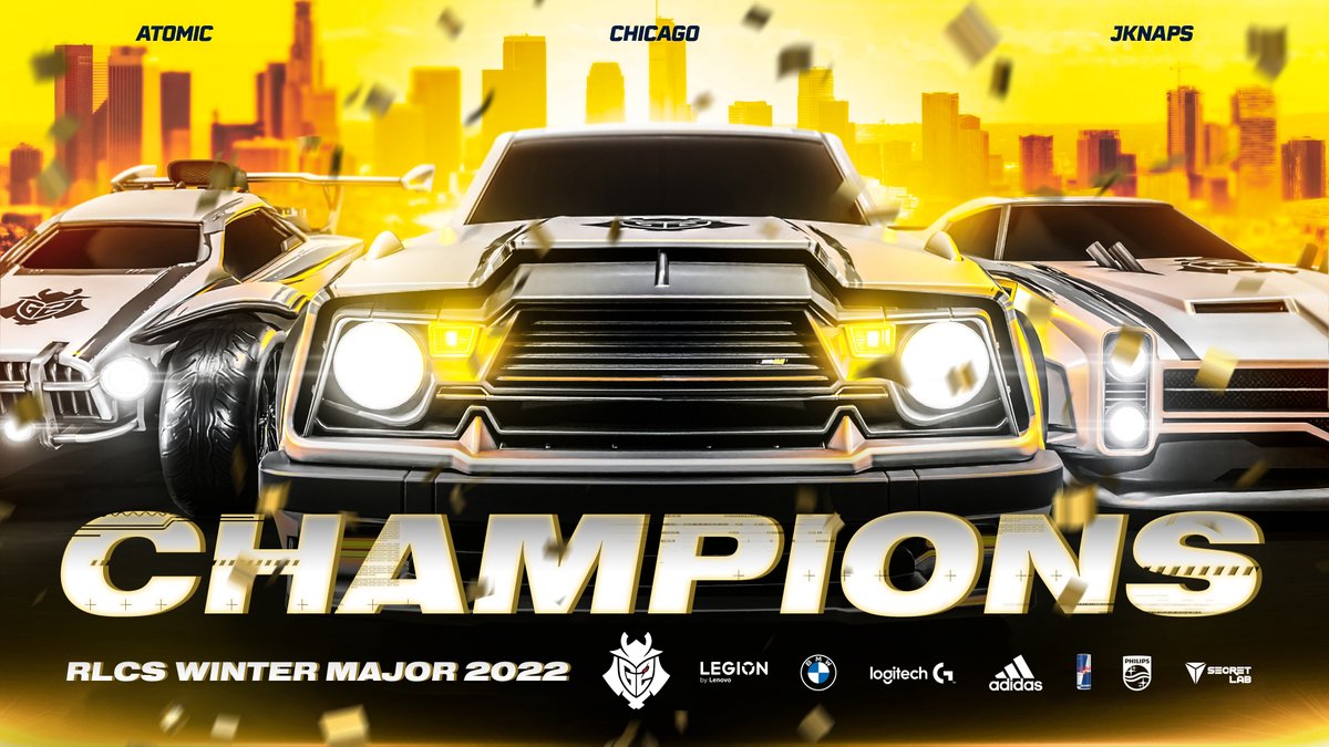 G2esports's tweet image. WE'RE THE F*CKING CHAMPIONS

@ChicagoRL | @JKnaps | @At0micRL