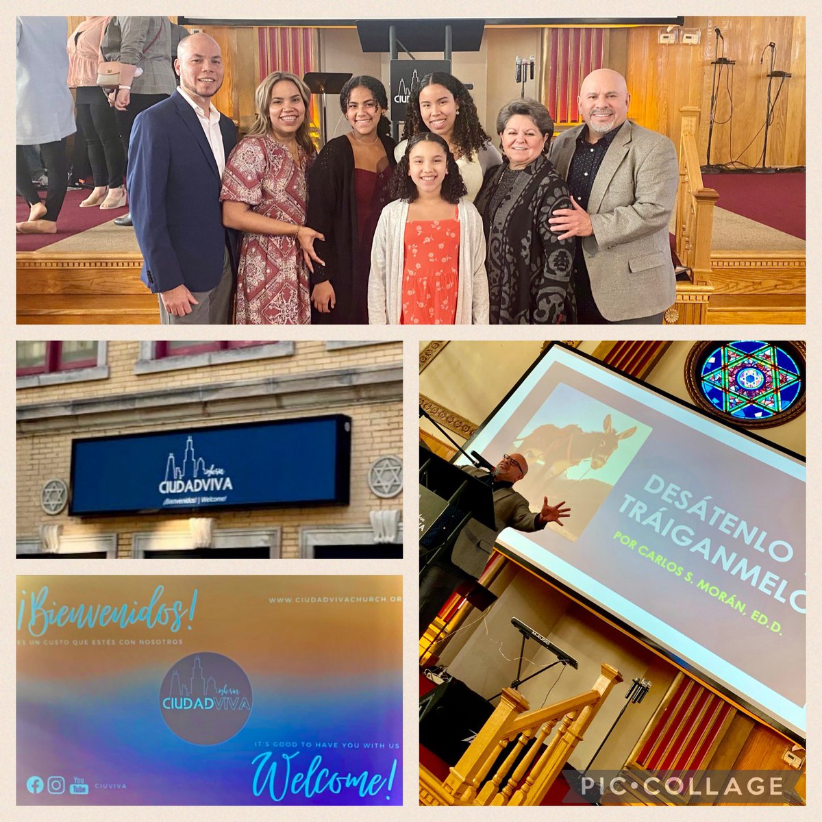 pmschocolate's tweet photo. It was a joy and honor
to be with Pastors
Dr. Raul &amp; Rev. Abigail
Febus and their three
beautiful daughters
Gabriela, Paola and
Alondra, at Iglesia
Ciudad Viva COG in
Chicago, this morning
for a wonderful Spirit
filled service.
#CiudadVida https://t.co/7TF91HI7T9