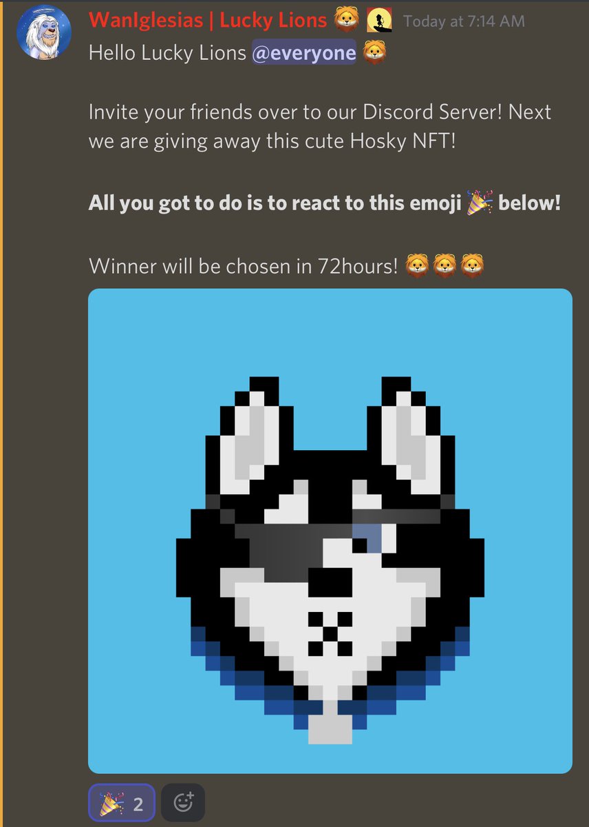 LionCityCNFT's tweet photo. 🚨 #CNFTGiveaway 🚨

We are giving away this cute little @hoskytoken CNFT! All you got to do is hop down to our Discord and hit the 🎉!

Like, Retweet, Tag your friends! 🔥🔥🔥

#cnft #cardanonft #nft #cardano https://t.co/XFm1dmQiep