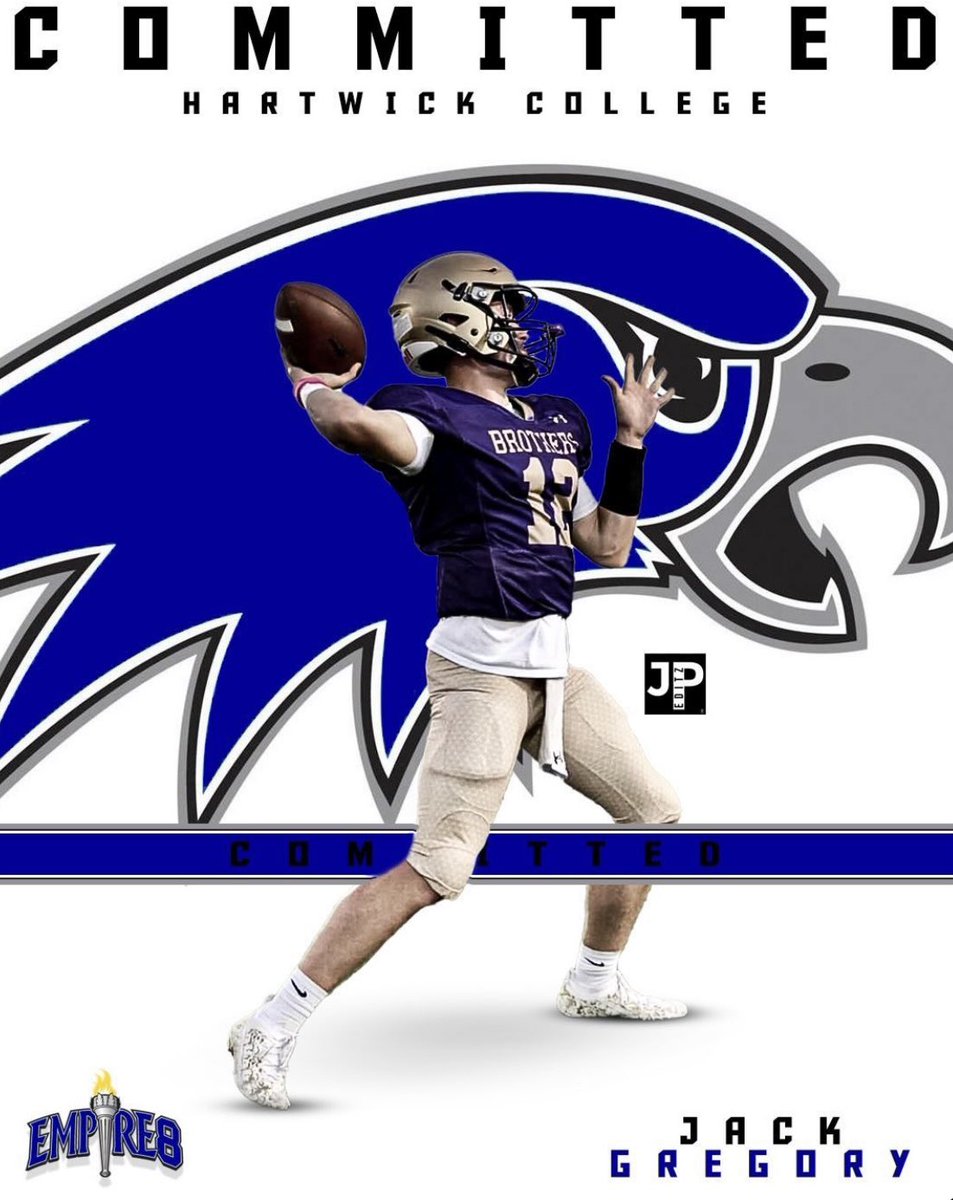 jackgregory_12's tweet photo. I’m super excited and blessed to announce my commitment to play football at Hartwick College. I want to thank my parents, teammates and coaches for supporting me and making this possible. Go Hawks!! @HartwickFball @HawkTalk @CoachCarr16 @AlbanyCba https://t.co/Mek7FIwLVj