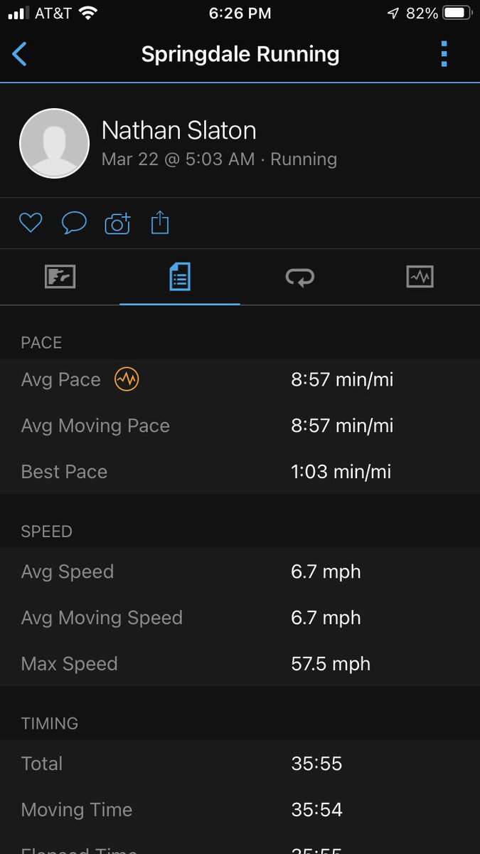 SlatonNathan's tweet image. Some vow to run the same number of miles as their age. Last week, ⁦@GarminFitness⁩ indicates my run pace in mph was briefly the same as my age! #fastestmanalive