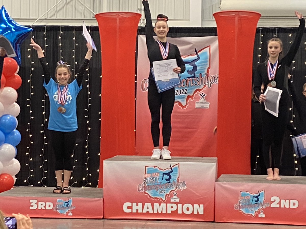 Dallen32Darrell's tweet photo. Great day for Bella at the level 7 Ohio State Gymnastics Championships finishing 3rd in all-around, 2nd on beam, and 3rd on vault for her age group! Very proud of her! ⁦@GymnasticsWalsh⁩ ⁦⁦@Gym_Cheer_World⁩ https://t.co/Noxx7lS9Ve