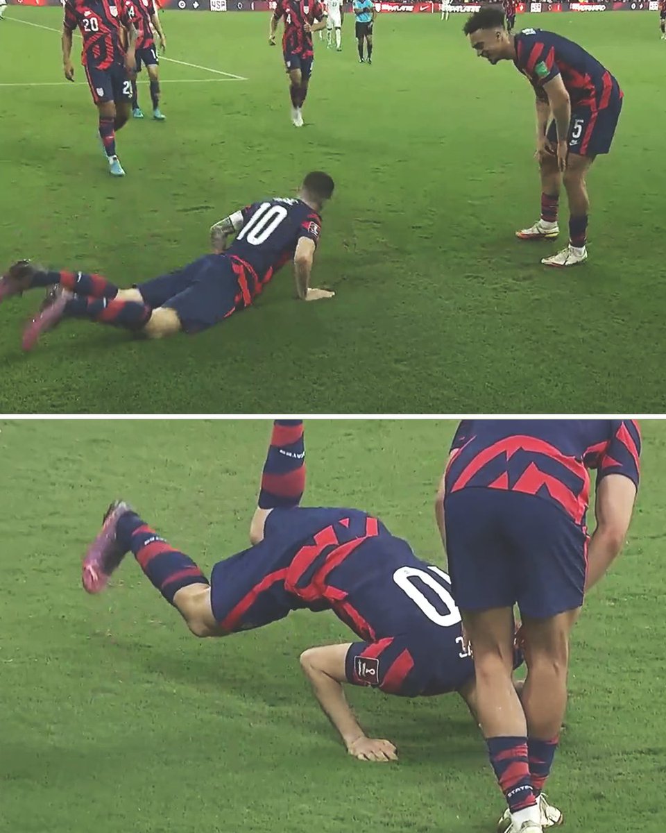 ESPNFC's tweet photo. Christian Pulisic really hit the worm celebration after scoring his second goal for the USMNT 😂 https://t.co/fdqkyWvrQX