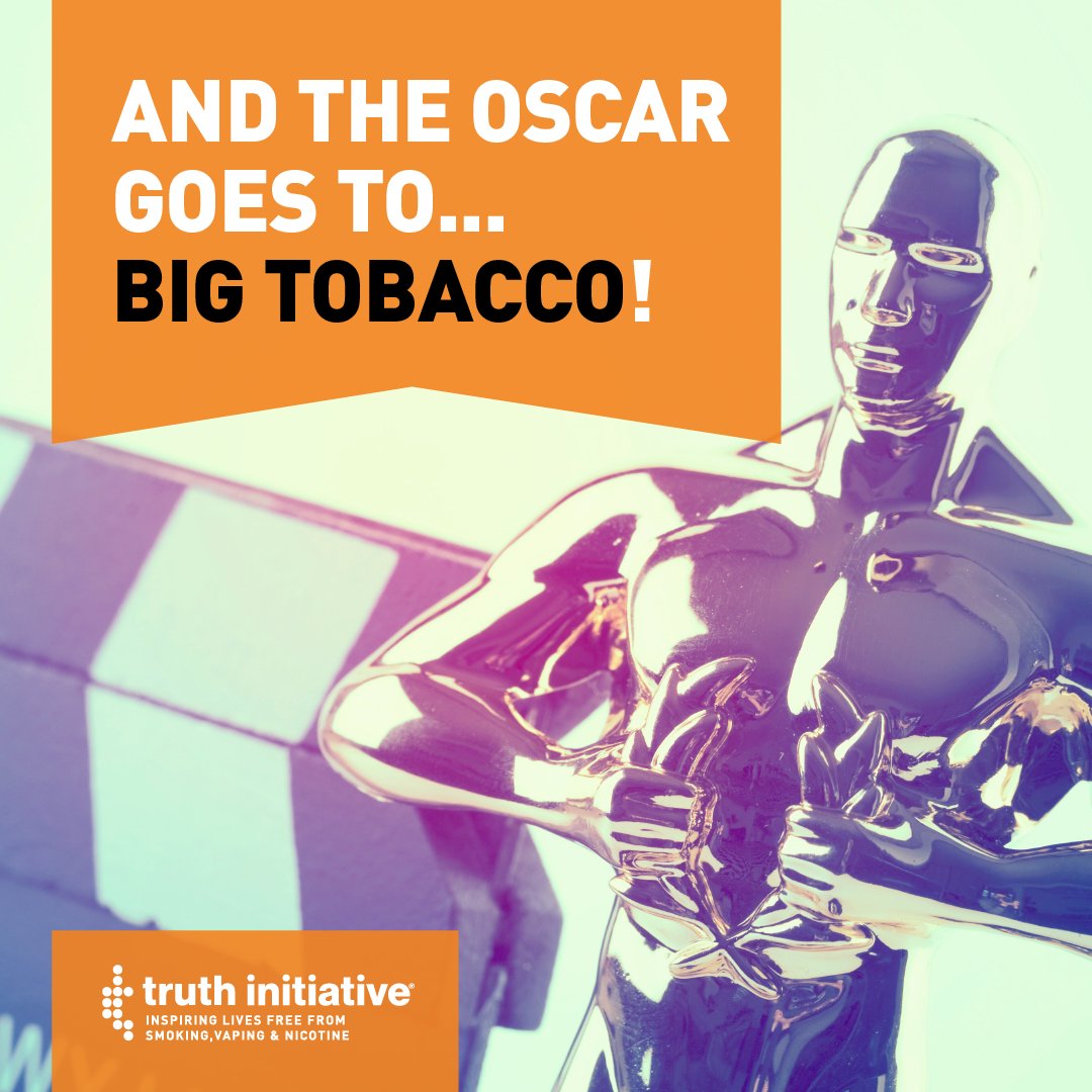 AshOrg's tweet photo. And the Oscar goes to....the tobacco industry!

Of the 10 films nominated for Best Picture this year, 80% include tobacco depictions according to @truthinitiative data: 
https://t.co/YNDCKSDACr

#HelpOscarQuit https://t.co/ChgSu1TXOn